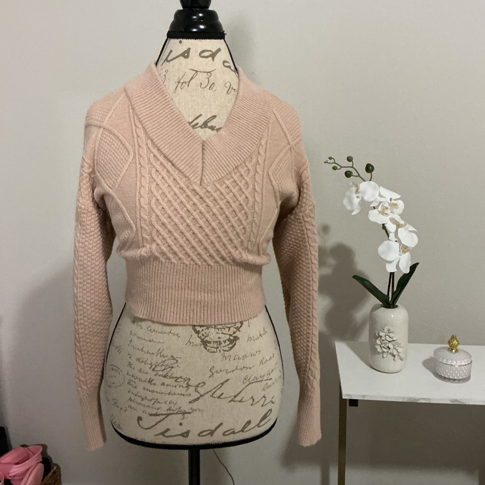 Fashion Nova Women's Pink Cable Knit Sweater